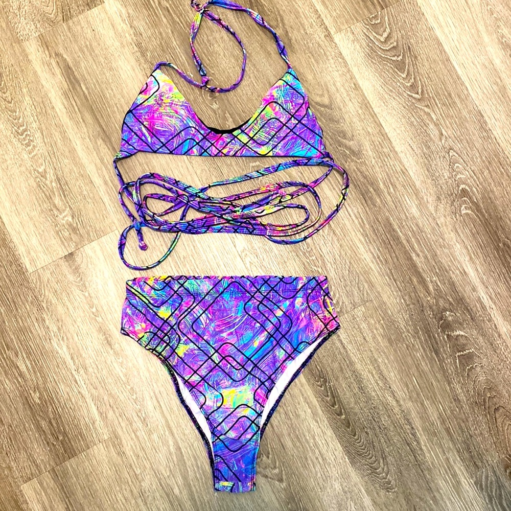 Freedom Rave Wear Trippy Geo Print Rave Set